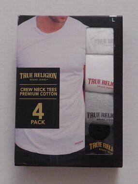 NEW in Box 4 True Religion Crew Neck T Shirts sz Large